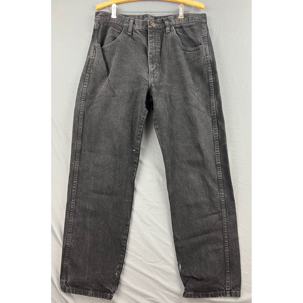 Rustler Jeans Mens 34x30 Regular Fit Faded Black Denim Cotton 87619CB Good